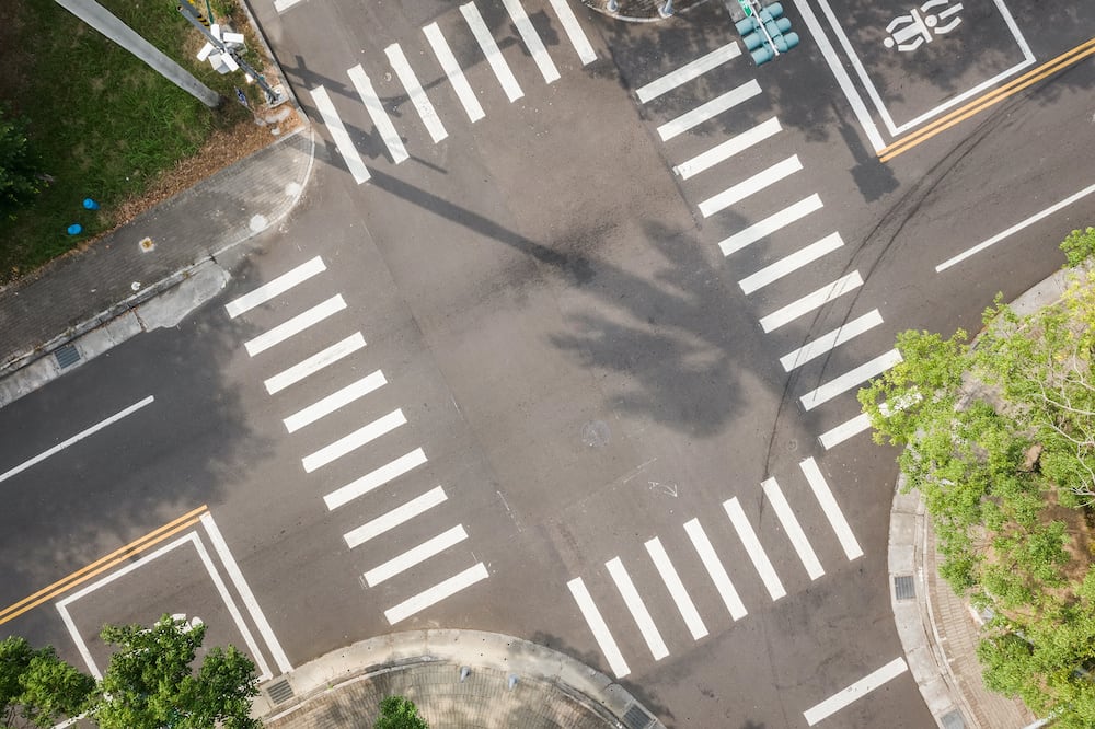 overhead view of crosswalks